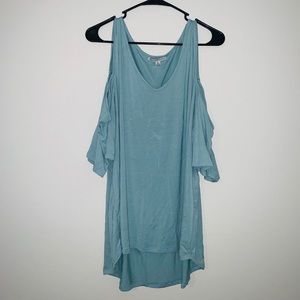 Blue cold shoulder top